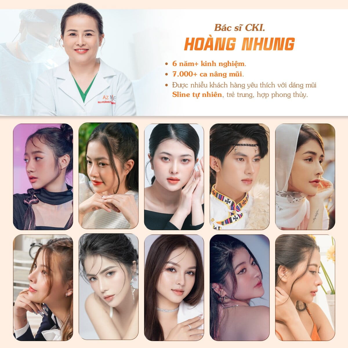 Bác sĩ CKI. Hoàng Nhung chuyên về dáng mũi Sline tự nhiên và giữ lại nét trẻ trung cho khuôn mặt của khách hàng
