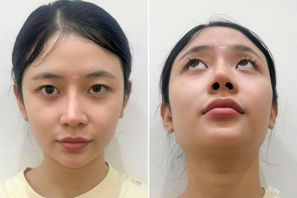 Chị Yến Nhi trước khi tái tạo mũi hỏng tại phòng khám thẩm mỹ AZ NOSE
